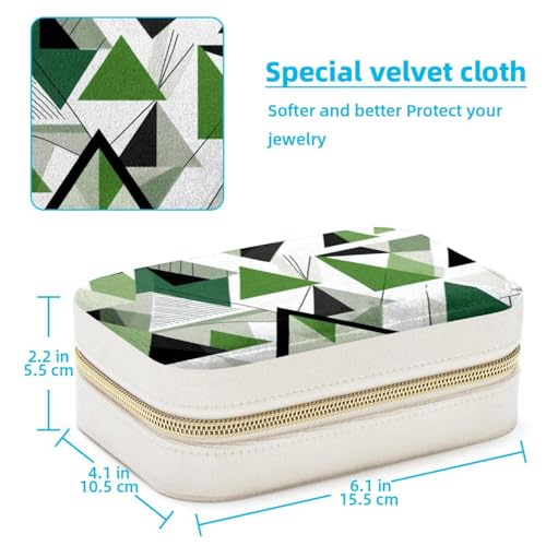 Boîte à bijoux spacieuse avec compartiments motif abstrait vert - 5
