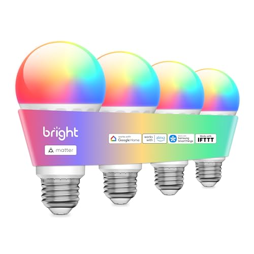 U-tec Smart Light Bulbs, 1100 Lumen, 90+CRI Matter & Bluetooth Color Changing A19 Light Bulb, 16 Million DIY Colors RGB Light Bulbs, Compatible with Alexa, Google Assistant Home App, 4 Pack