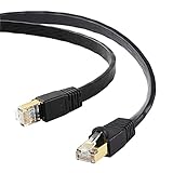  Edimax Pro-Grade Lot de 2 câbles Ethernet plats CAT8 blindé U/FTP Série EA8 40 Gbit/s 2000 MHz débit, véritable cuivre 100 % sans oxygène avec paires torsadées blindées, RJ45, noir, 1 m