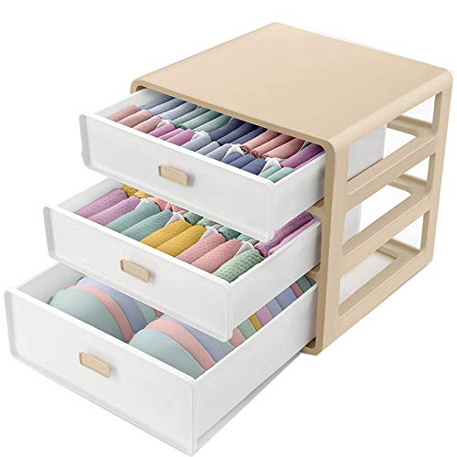Preisvergleich Produktbild known Aufbewahrungsbox für Unterwäsche, Socken, Unterwäsche, Shorts, Drei-in-Eins-Kleiderschrank, Aufbewahrungsbox, Wohnheim, Haushalt, Artefakt-Upgrade Creamyrice-dreilagig (BH, Höschen und Socken).