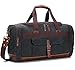 BLUBOON Overnight Bag Canvas Genuine Leather 20.5"/10"/12.2" Vintage Travel Duffel Bags (Big Size Dark Grey)