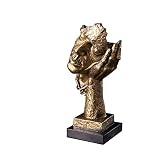 Silence Est Dor Penseur Statue Décoratif À La Main Abstrait Creative Garder Silencieux Art Figurine Fabriqués à La Main Hommes Résine Visage Et Main Sculpture pour Moderne Bureau