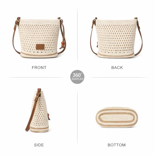 Bolso tejido a ganchillo para mujer, bolso de hombro bohemio para la playa con forro, ligero bolso tote para vacaciones de verano miniatura 6