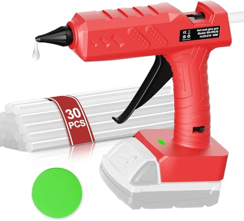 Cordless Hot Glue Gun for Milwaukee 18V Battery Handheld Full Size Glue Gun Hot Glue Gun Kit with 30PCS Glue Sticks Set for Home Repair Arts Crafts DIY(Battery Not Include)