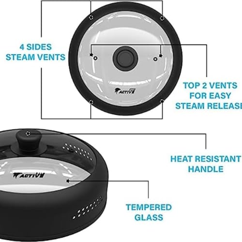 Image of Microwave Cover for Food, Silicone and Glass Splatter Guard Lid for 6-7-8-9-10-11-12 inch Plates & Bowls. By EZY ACTIVE.