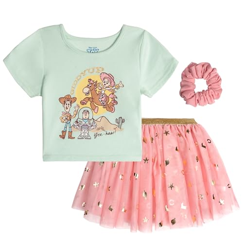 Disney Toy Story Toddler Girls 3pc T-Shirt Skirt & Scrunchie Set Pink/Mint Green 3T