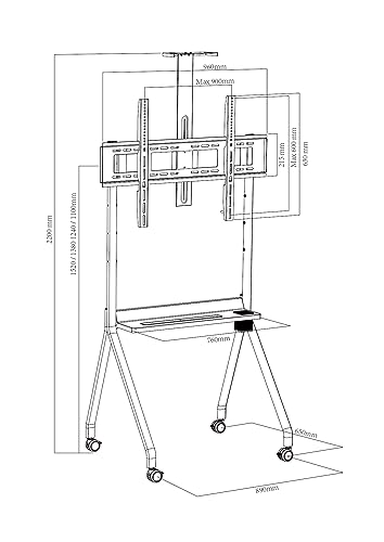 Image of BIG VUE TV Cart, Stand for LCD LED 4K Flat Screen TVs for Bedroom, Living Room, Studio Classic Design, Home Decor (Trolley, 42-86 Inch)