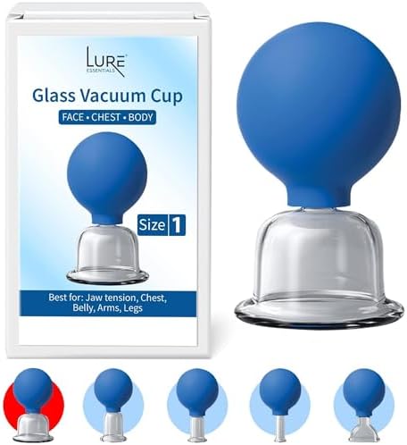 LURE Essentials Glass Face and Body Cupping Cup Size 1 Large Massage Cup for Face, Chest, Cellulite and Lymphatic Drainage