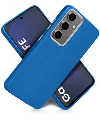 Image of WOW IMAGINE Back Cover for Samsung Galaxy S24 FE 5G | Shockproof Tough Leather Texture Hard Mobile Case | Ultra Slim Non-Slip Grip | Inner Velvet Fabric | Metal Camera Ring - Blue