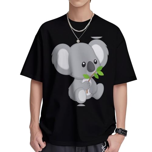 T-shirt coton frais respirant homme coupe droite à motif koala tailles S-XL