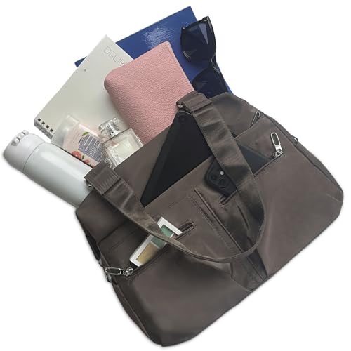 Image of Nylon Tote Bag for Women Shoulder Tote Bag with Zipper Waterproof Nylon Purse and Handbags Lightweight Hobo Bag