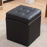 システムK 収納スツール 【座る 乗せる 収納 をこれ1台で】 使い勝手のいい可愛いキューブボックス 1人掛け収納ベンチ 見た目以上の収納力 オットマン 腰掛け 足置き バタフライ式開き蓋 完成品 1人掛け ブラック
