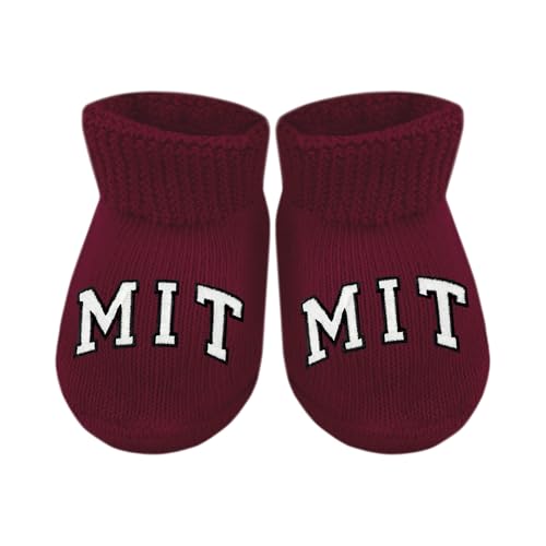 Baby Bootie Sock - MIT Engineers - Maroon - Newborn - 6 Mos