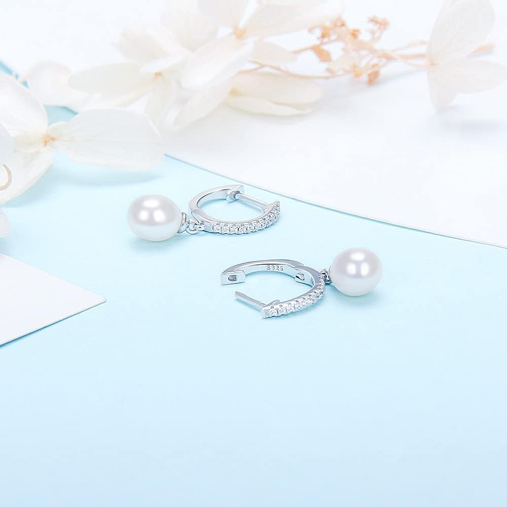 925 Sterling Silver/Gold Plated/Rose Gold Plated CZ Huggies Hoop Earrings Fitting for Pearl, Earring Post Findings with Pearl Seat for DIY Jewelry Making - Image 5