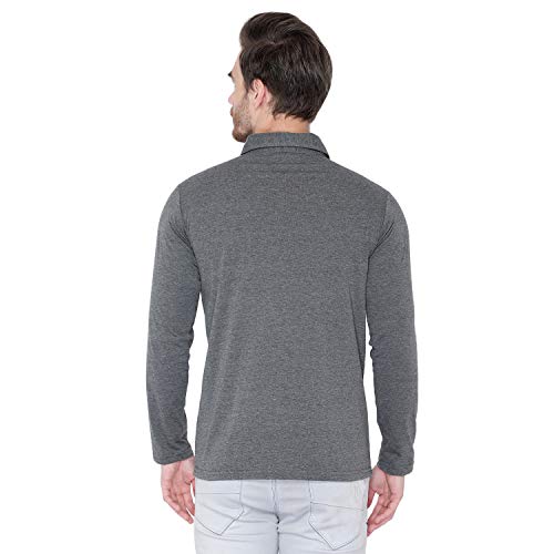 Image of Men's Cotton Blend Full Sleeve Zip Neck Polo T-Shirt (Pack of 1)