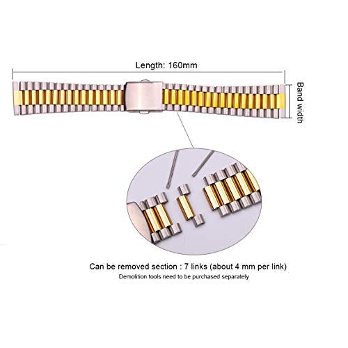 Gumowy pasek do zegarka, pasek do zegarka ze stali nierdzewnej, pasek do zegarka Bransoletka ze stali nierdzewnej 316L Watch Band Srebrne złoto Damskie paski do zegarków 12 mm 14 mm 16 mm 18 mm 20 mm