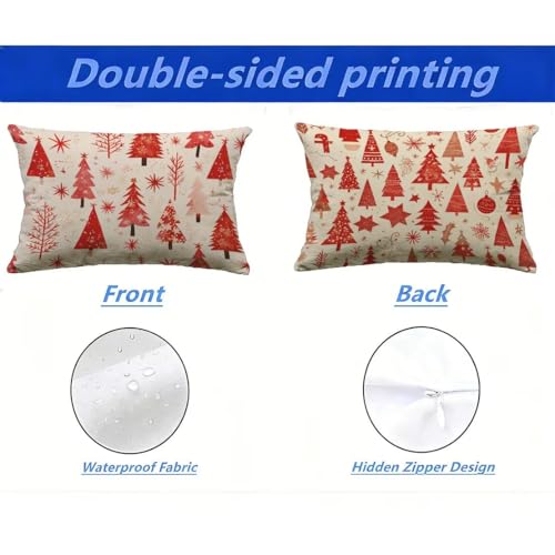 Housse de coussin de jardin texture lin rouge chic et durable 40x80 - 3