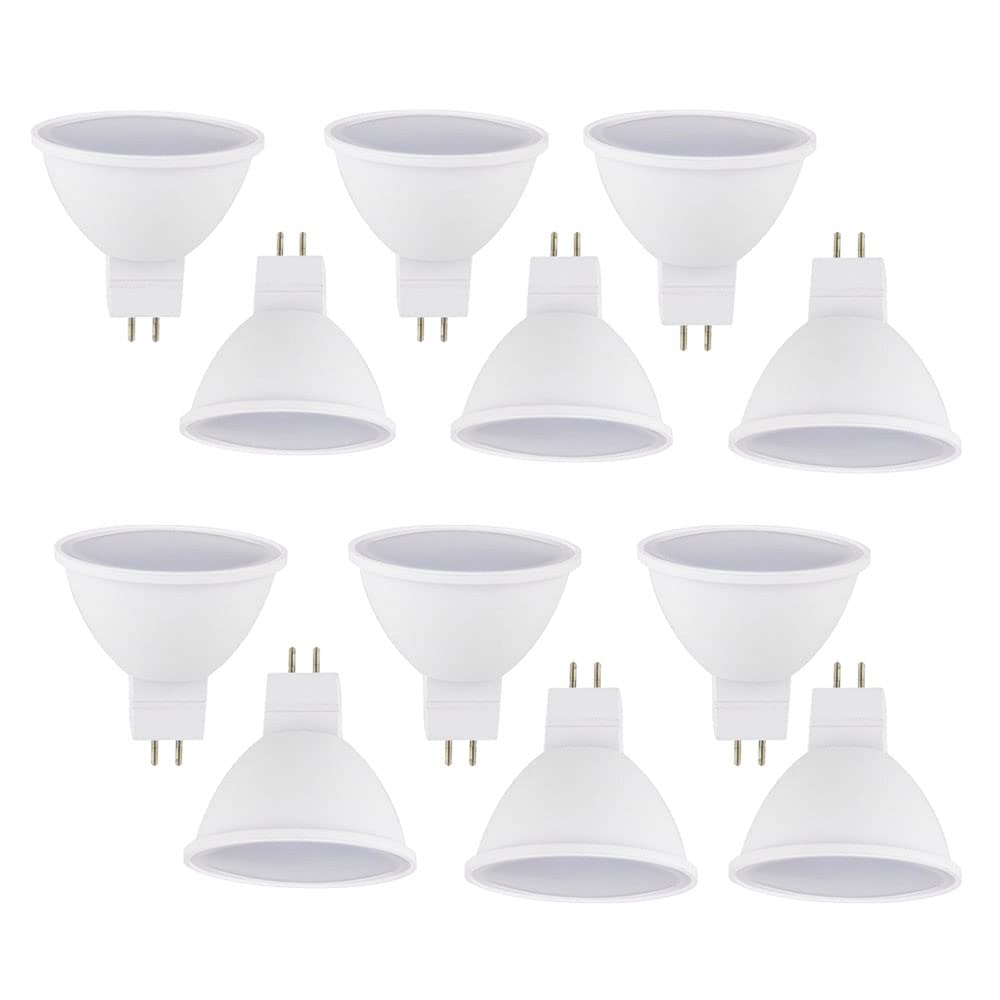 Lote de 12 bombillas LED MR16, GU5.3, 7 W, blanco frío, 6000 K, MR16, 700 W, equivalente, reflector LED GU5.3, MR16, 700 lm, CA 85-265 V, no regulable