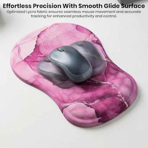 Image of Mouse Pad Wrist Support with Massage Design, Ergonomic Mouse Mat, Pain Relief Memory Foam, Anti-Slip PU Base, Cushion Mousepad Wrist Rest for Gaming, Home, Office, Computer (Marbel - 12inch)