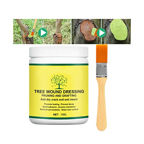 Tree Wound Sealer, Tree Pruning Sealer, Tree Grafting Supplies, Tree Wound Sealer Healing Paste, Bonsai Cut Paste, Pruning Sealer And Tree Wound Dressing for Trees, Shrubs, Roses (1Pcs*100g +1*Brush)