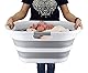 SAMMART faltbarer Wäschekorb aus Kunststoff, 40 l, zusammenklappbarer Pop-Up-Aufbewahrungsbehälter/Organizer – tragbare Waschwanne – platzsparender Wäschekorb (1, Weiß/Grau)
