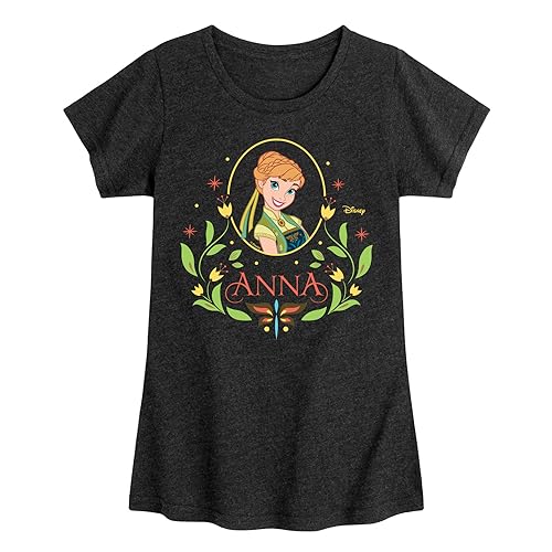 Disney Frozen - Fall - Anna in A Flower Frame - Toddler & Youth Girls Short Sleeve Graphic T-Shirt