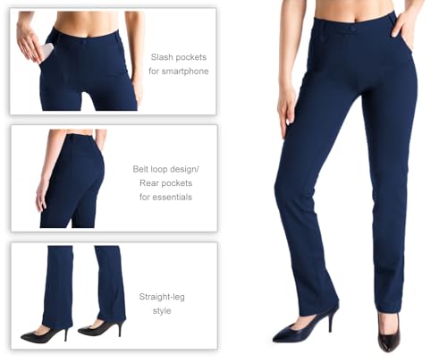 Image of Yogipace,Belt Loops,Women's Petite /Regular /Tall Straight Leg Yoga Dress Pants