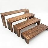 SENMUT Wooden Tiered Risers Display Stand, Stackable, Natural Wood Brown, Rectangular, Inches, for Cupcakes and Desserts