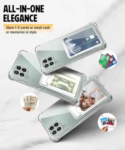 Image of WOW IMAGINE Transparent Back Cover Case for Samsung Galaxy M53 5G | Flexible Built-in Slim Card Pockets Wallet | 360 Camera Protection TPU | Soft Silicone Mobile Cover - Transparent