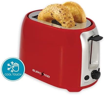 Miniatura 4 de EUROSTAR ET751R - Tostadora de ranura ancha Cool Touch de 2 rebanadas, color rojo
