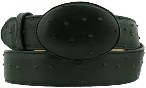 El Presidente Mens Green Ostrich Quill Print Leather Western Cowboy Belt Rodeo Buckle