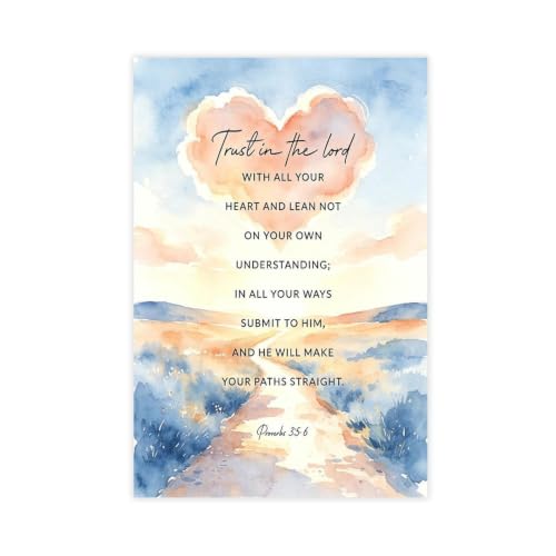 Proverbs 3 5 6 Scripture Trust in The Lord Verse Vintage Canvas Art Poster