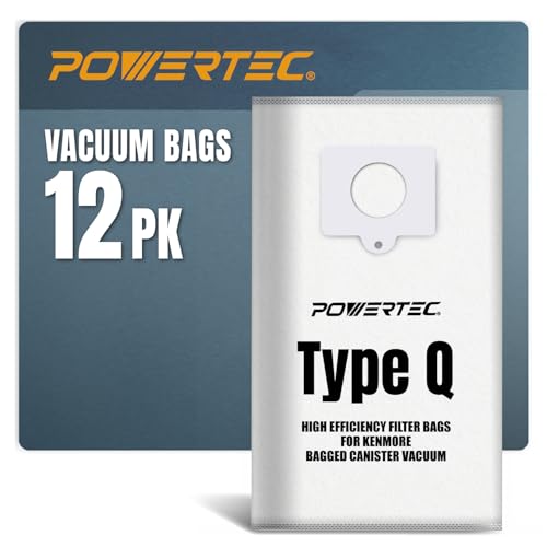 Image of POWERTEC 53292 Type Q Canister Vacuum Bags for Kenmore 12 Pack, Replacement Dust Bags for Canister Vacuums 81615, 81214, 81414, 81714, 21814, BC2005, BC3005, BC7005 (75053-P2)