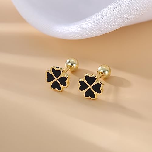 Reffeer Solid 925 Sterling Silver Leaf Clover Earrings Studs for Women Teens Small Spring Leaf Stud Earrings Screw Back4