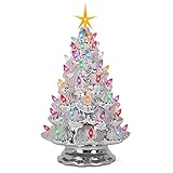 Milltown Merchants Ceramic Christmas Tree - Tabletop Tree with Lights - (15.5 inch Large...