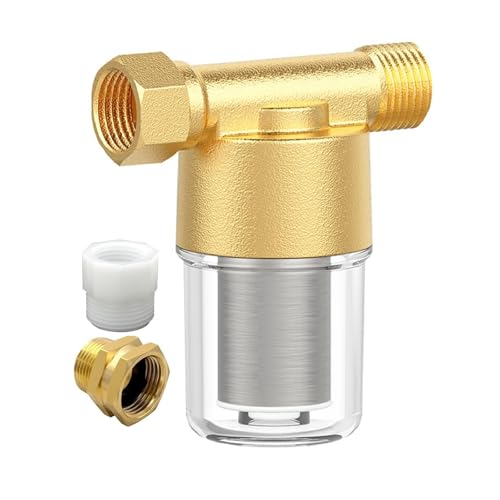 Juinbaomax XZ03 Reusable Brass Sediment Filter, 40 Micron Washer Water Filter System, for Washing Machine, Heater, Camping, Protecting Appliances, Reduces...