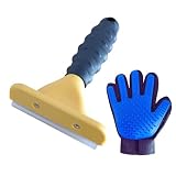 Cepillo Perro para Eliminar el Pelo Muerto de tu Mascota. Cepillo para Perros y Gatos. Incluye un Guante Quita Pelos para Masaje. Cepillo para Pelo Corto y Largo. Autolimpiante Peine Para Mascotas.