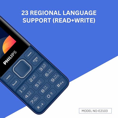 Image of Philips All-New E2103 Sleek & Stylish |Keypad Mobile with 1.77 inch Screen|1000 MAH Battery | 2030mm Speaker| Wireless FM | Bright Torch|Blue