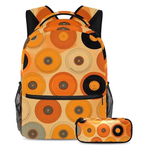 Sac à dos de jour Orange Records multicolore et trousse pour ranger les cahiers