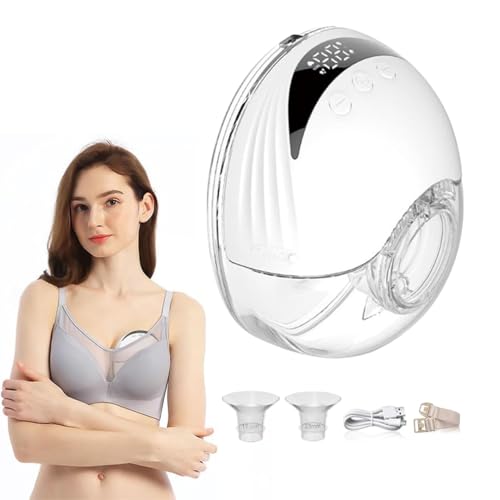 Wearable Breast Pump, 1 Pcs Portable 4 Modes & 12 Suction Levels, Quiet Operation, BPA-Free, Electric Breastfeeding Pump for Travel & Home Use