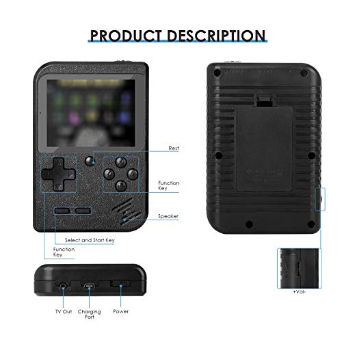 Handheld Game Console, Retro Mini Game Player with 500 Classic FC Games, 3.0 Inch Screen 800mAh Rechargeable Battery Portable Game Console Support TV Connection & Two Players for Kids Adults - Thumbnail 5