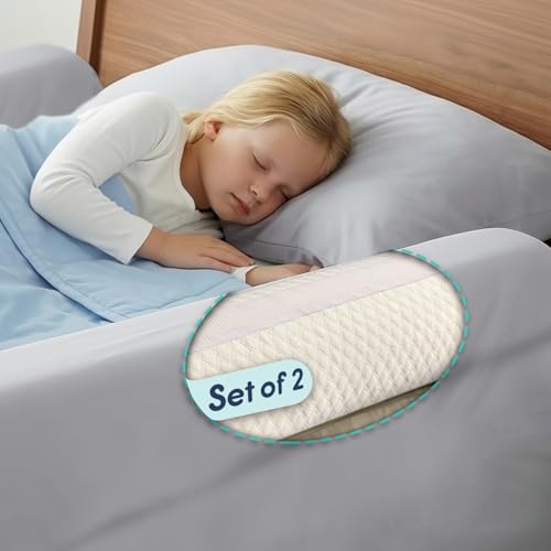 Hiccapop [2-Pack] Foam Bed Bumpers for Toddlers, Toddler Bed Rails w/ Water-resistant Cover, Bed Guard Rail for Toddlers for Twin, Queen, King Beds