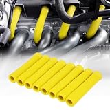 SHINEHOME 2500° Spark Plug Heat Shield Sleeve for 8PCS Spark Plug Wire Boots Ls1/Ls2 Sbc Bbc 350 454 Spark Plug Wire Heat Sleeve (Yellow)