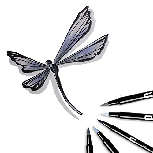 Image of Tombow Dual Brush Pen Art Markers, Grayscale, 6-Pack
