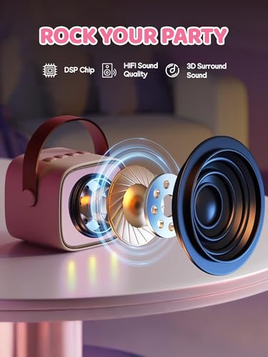 Image of YLL Upgraded Mini Karaoke Machine with 3 Wireless Microphones Toy for Kids, 2026 Top Birthday Gifts for Girls Boys, Portable MP3 Player for Ages 3, 4, 5, 6, 7, 8, 9, 10, 11, 12+ Year Old Party (P-Ink)