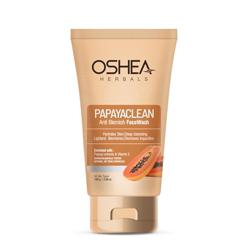 Oshea Herbals Papayaclean Anti Blemishes Face Wash for Women & Men | Removes Impurities & Lightens Blemishes | Boost Hydration & Brightens Skin | Enriched with Vitamin E & Papaya | All Skin Types 150g