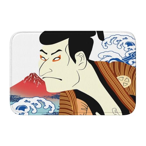 玄関マット 和柄 歌舞伎 和風 富士山 浮世絵 写楽 バスマット 室内 屋外 足拭きマット カーペット おしゃれ 北欧 滑り止め付き 洗える ベットルーム 浴室 台所 寝室 業務用 家庭用 40×60cm