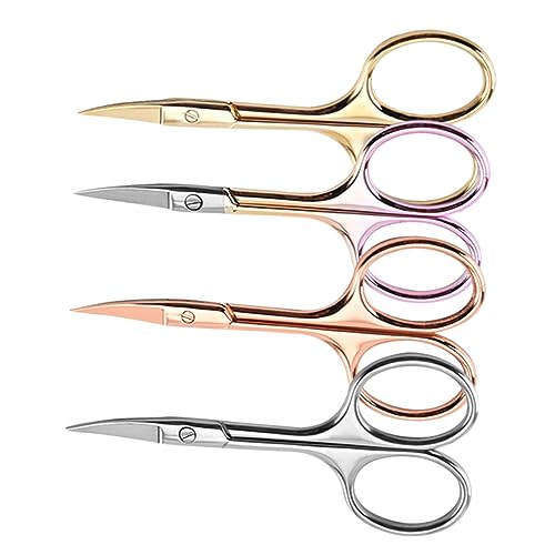 WOFASHPURET 4Pcs Stainless Steel Colorful Scissors for Beard Trimming Precision Shears for Home DIY and Barber Shop Use Random