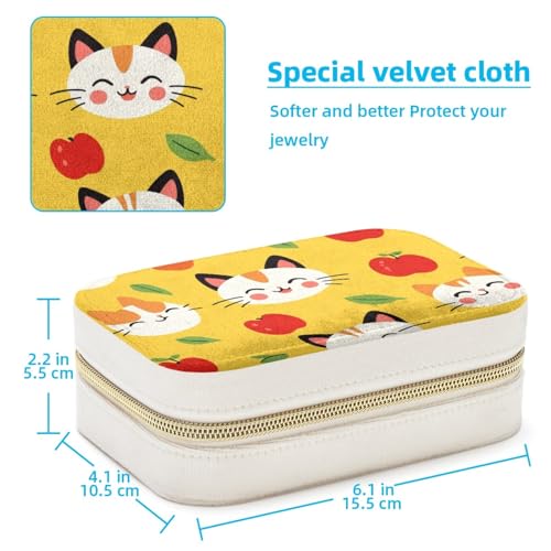 Boîte à bijoux portable chat jaune, finitions soignées pour bagues - 5