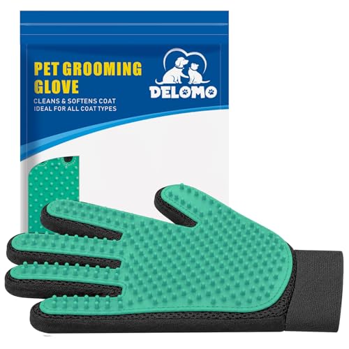 Image of Pet Hair Remover Glove - Gentle Pet Grooming Glove Brush - Deshedding Glove - Massage Mitt with Enhanced Five Finger Design - Perfect for Dogs & Cats with Long & Short Fur - 1 Pack (Right-hand), Green